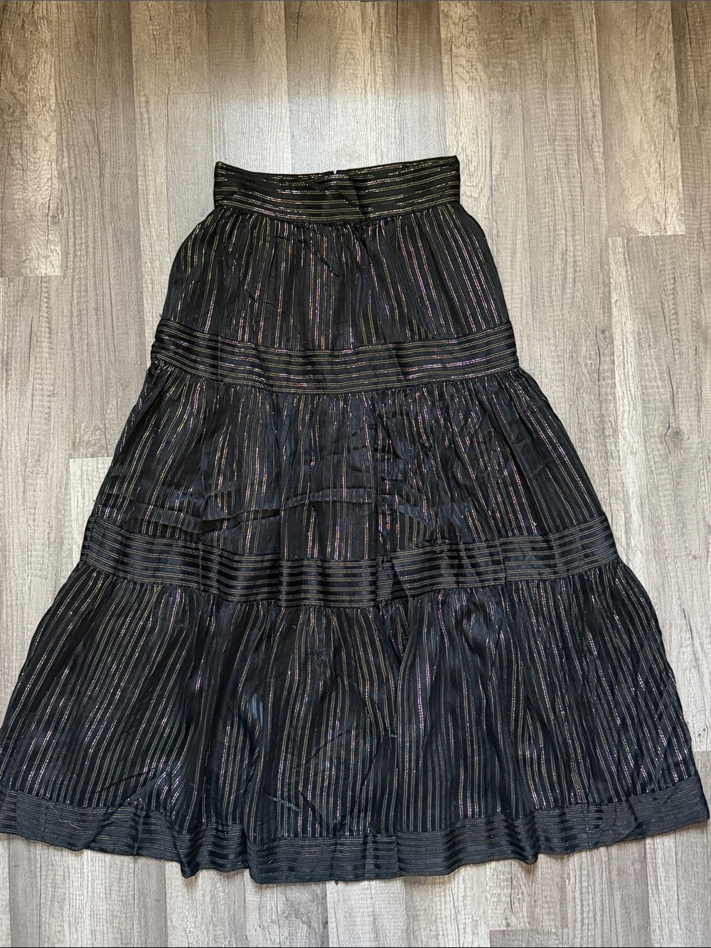 Zimmermann Black Maxi Skirt with Iridescent Stripes
